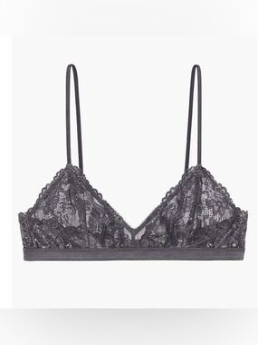 NWT Savage X Fenty Charcoal Lace Bralette - Sheer Triangle Large
